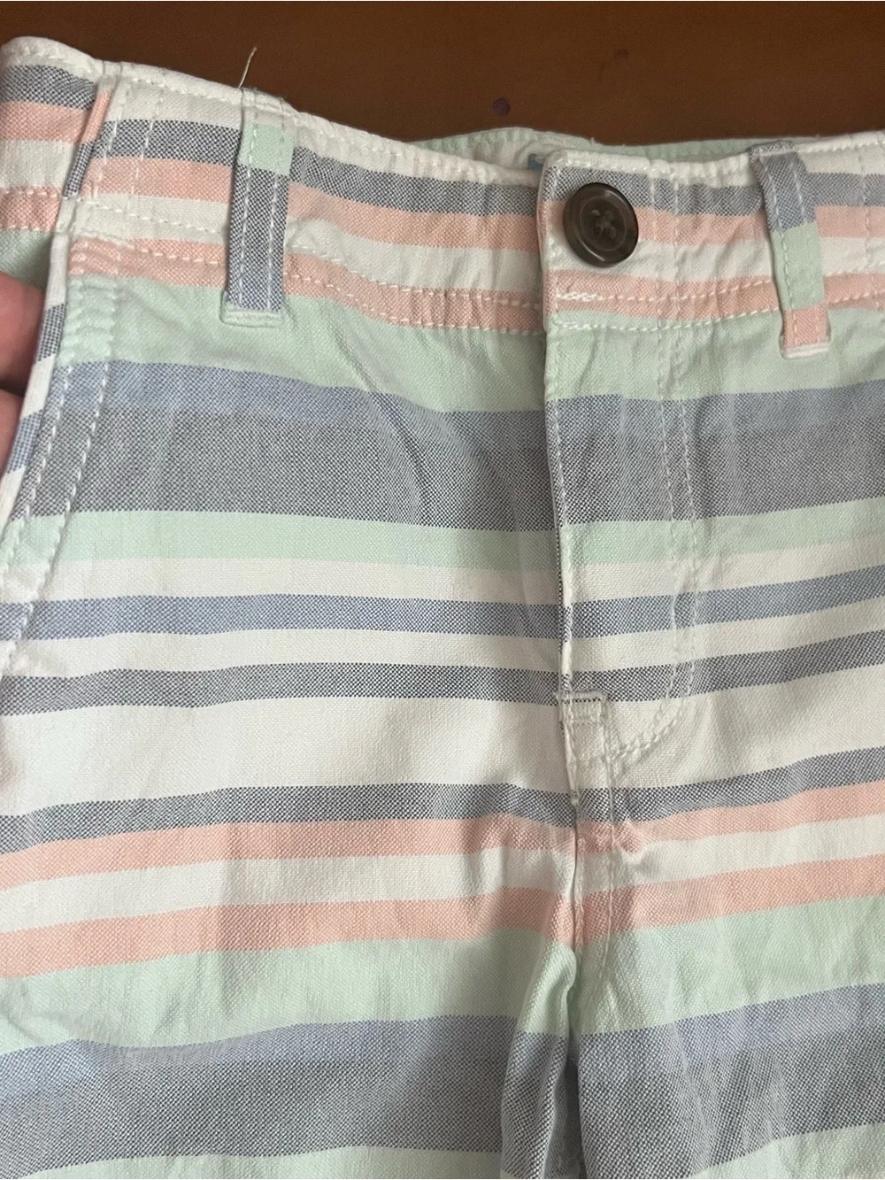 GAP Baby Boys Striped Shorts in Mint, Light Blue White 18/24 months adjustable